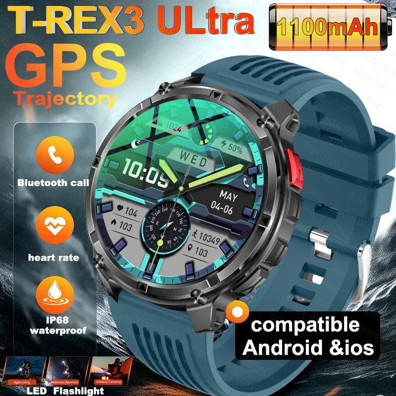 New T-Rex3 Ultra 1100mAh Battery Smart Watch GPS Track Compass IP69K Waterproof Sports tracker Outdoors Military Smartwatches